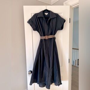 MELLODAY Belted Midi Shirtdress. Black. NWOT. Size M.